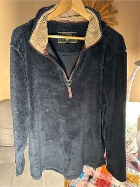 True Grit Navy and Cream Sherpa Teddy Half-Zip Sweatshirt